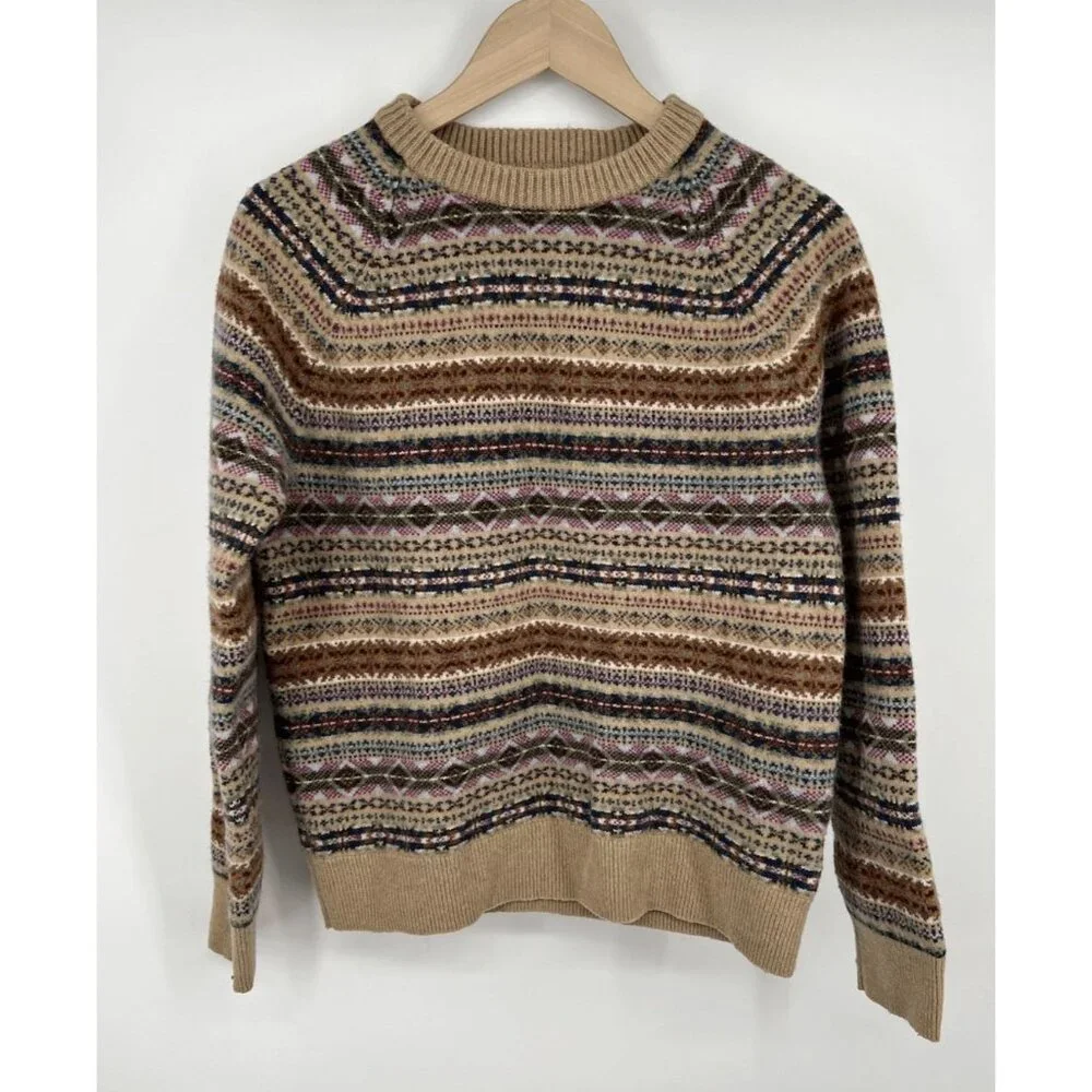 J Crew Knits Fair Isle Sweater in Lambs Wool Blend Men's Size Large AF188 - Picture 1 of 5